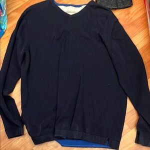 Classic Men's V Neck Sweater Navy Size M Cotton Cashmere Blend Tommy Bahama